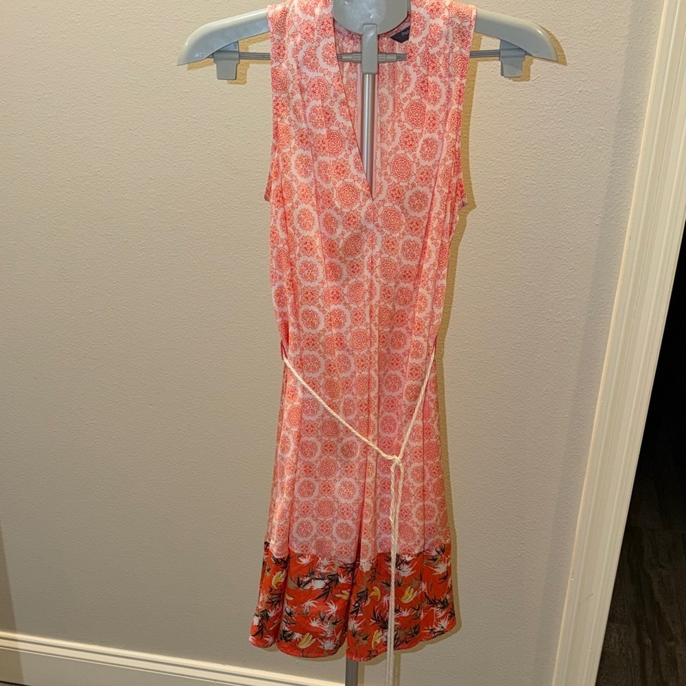 Peter Som Pink and Orange Patterned Midi Dress